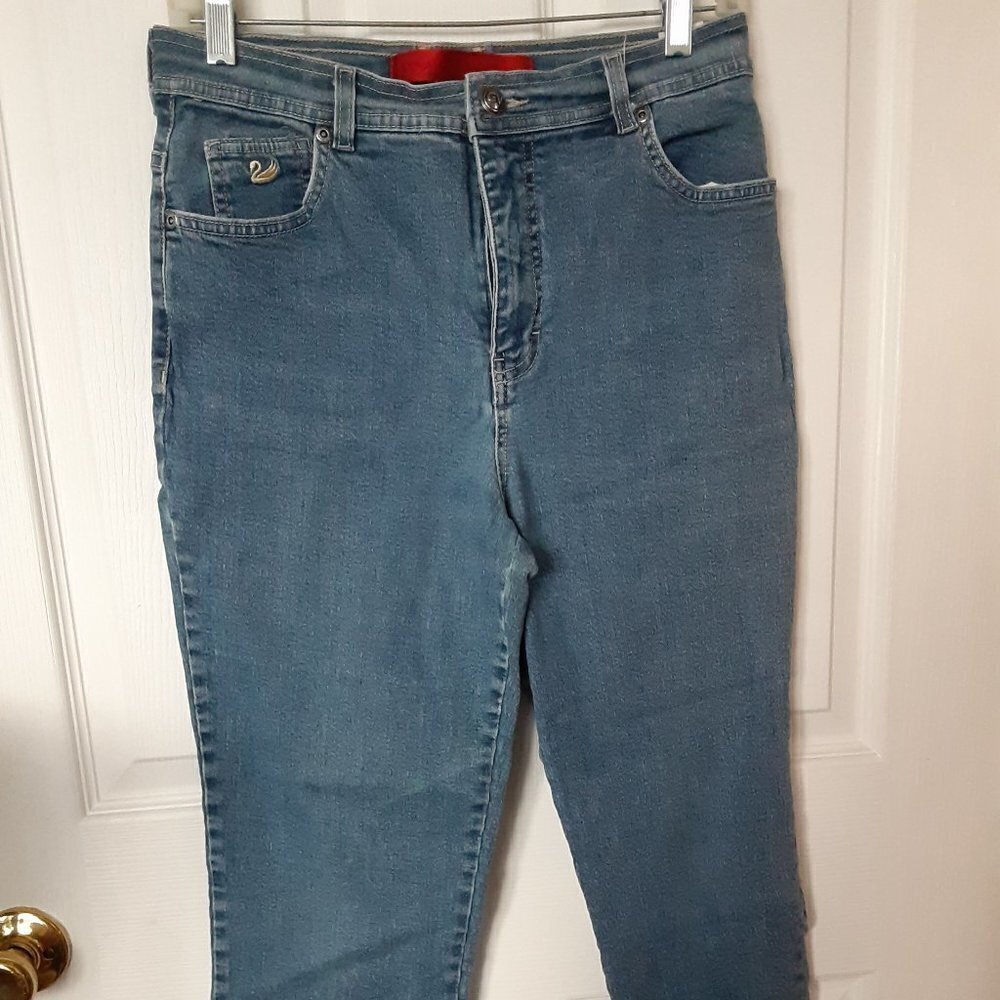 Gloria Vanderbilt 10 Petite Blue Jeans w/Zippered Front & Straight Legs